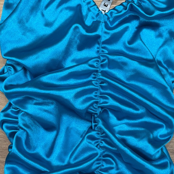 🌟Motel Rocks🌟Blue Ruched Halter Dress - Picture 7 of 7